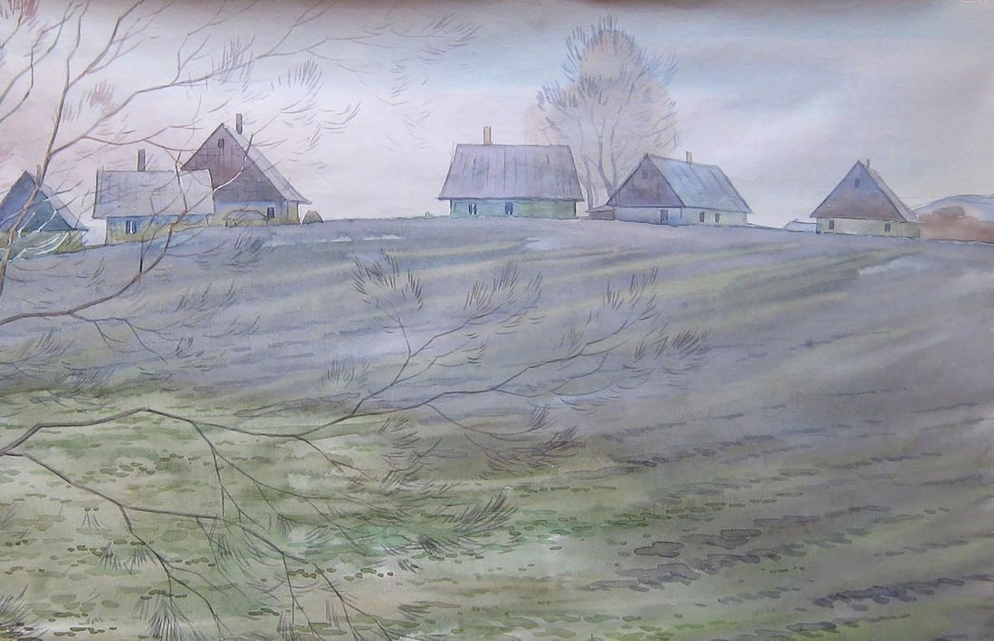 Watercolor painting The snow has fallen Kalebets Valery - 3