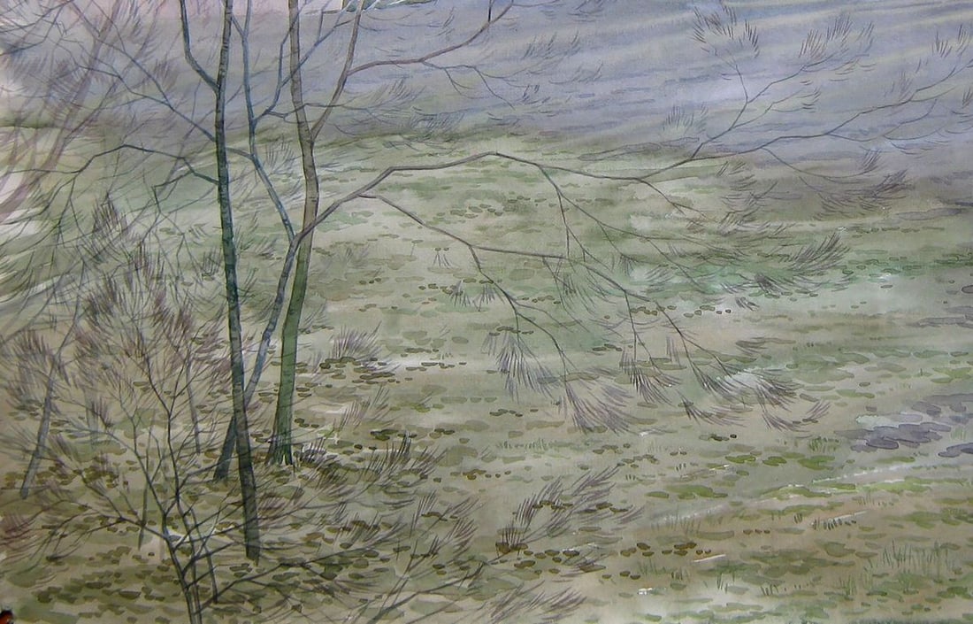 Watercolor painting The snow has fallen Kalebets Valery - 4