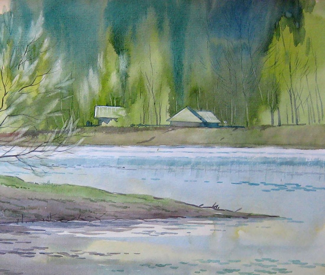 Watercolor painting Spring landscape Kalebets Valery - 3