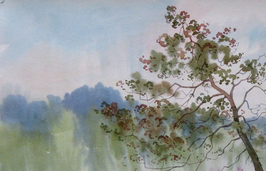 Watercolor painting Morning. Blooming Sally Kalebets Valery - 2