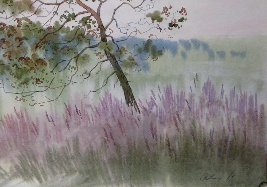Watercolor painting Morning. Blooming Sally Kalebets Valery - 5