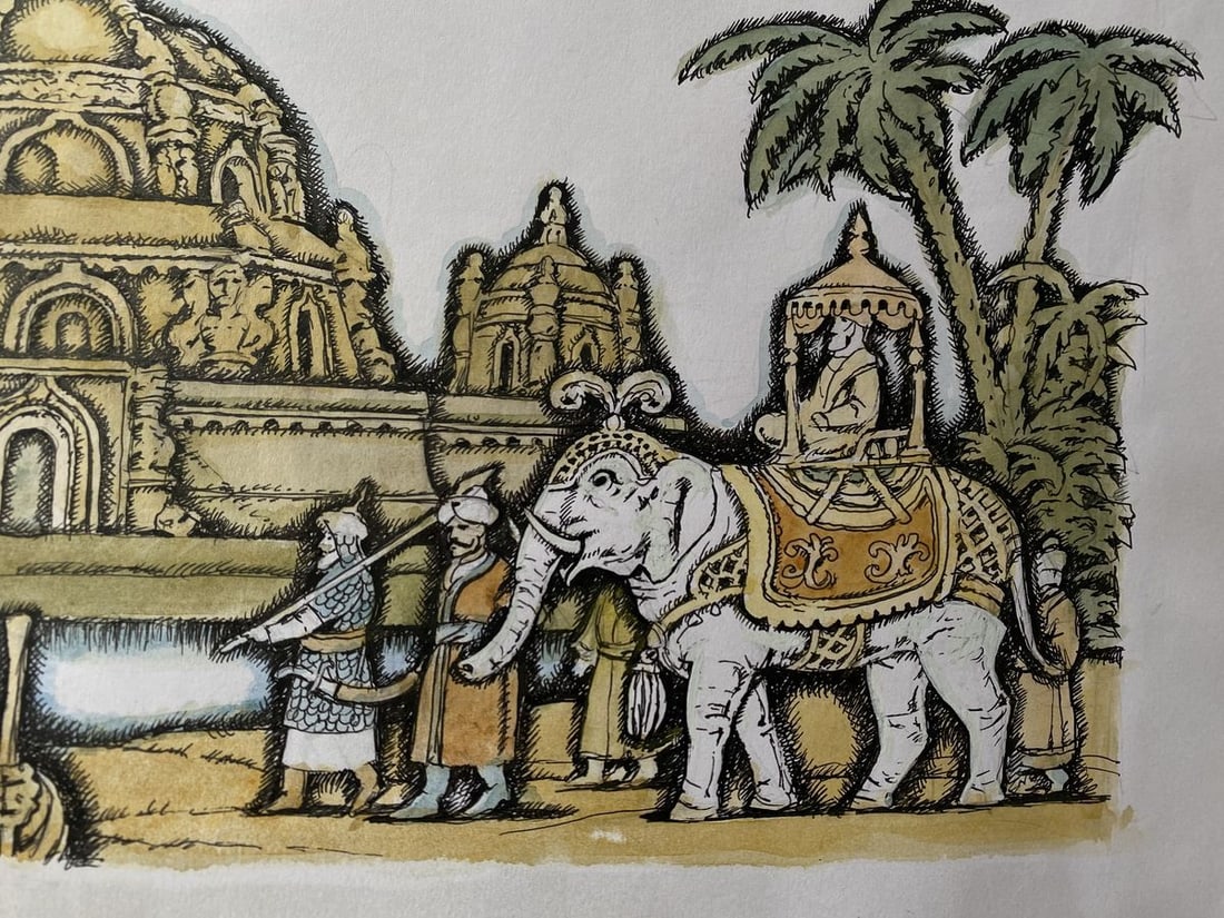 Watercolor, mascara, painting India Litvinov Oleg Arkad'yevich - 2