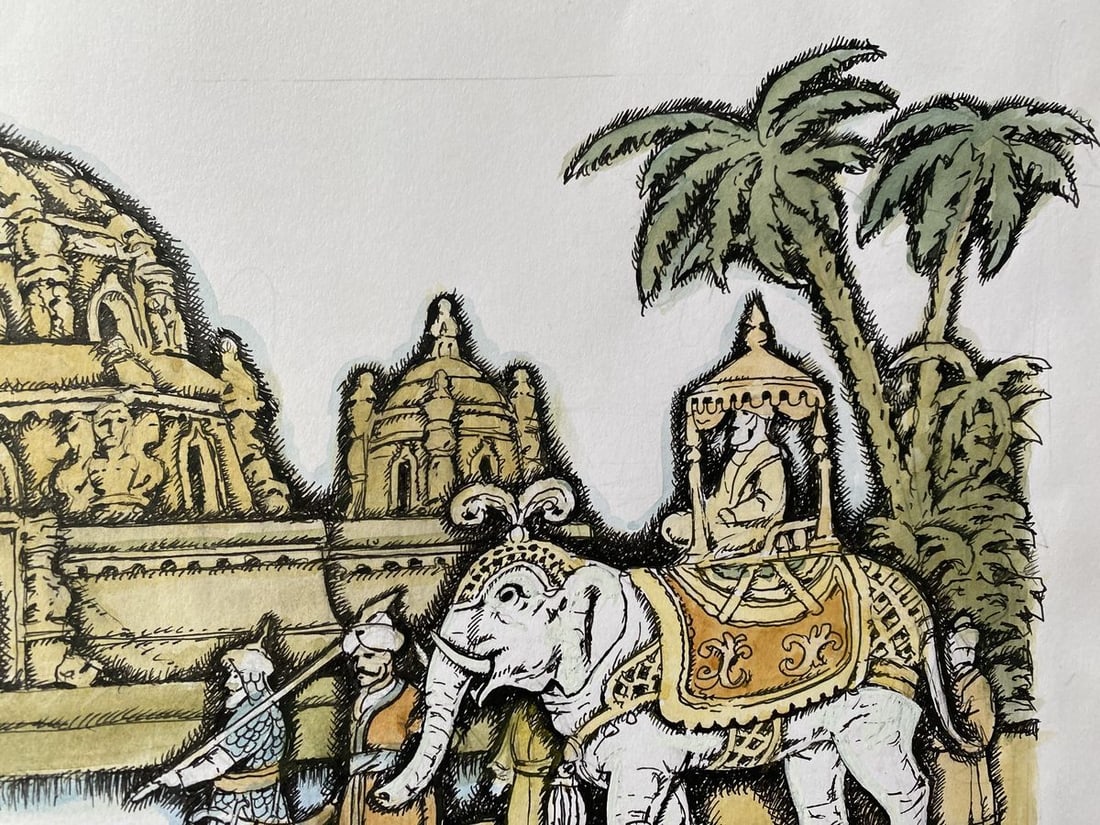 Watercolor, mascara, painting India Litvinov Oleg Arkad'yevich - 3