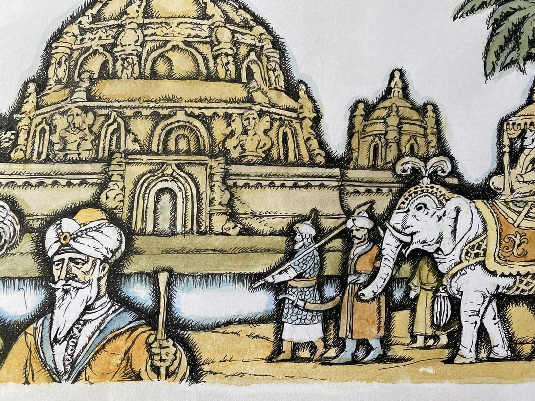 Watercolor, mascara, painting India Litvinov Oleg Arkad'yevich - 4