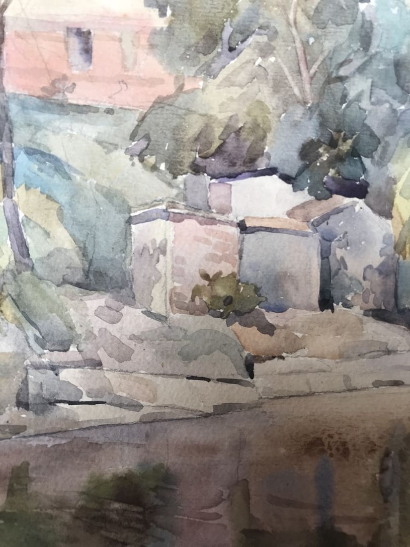 Watercolor painting City river Wihyrovskii Victor - 7