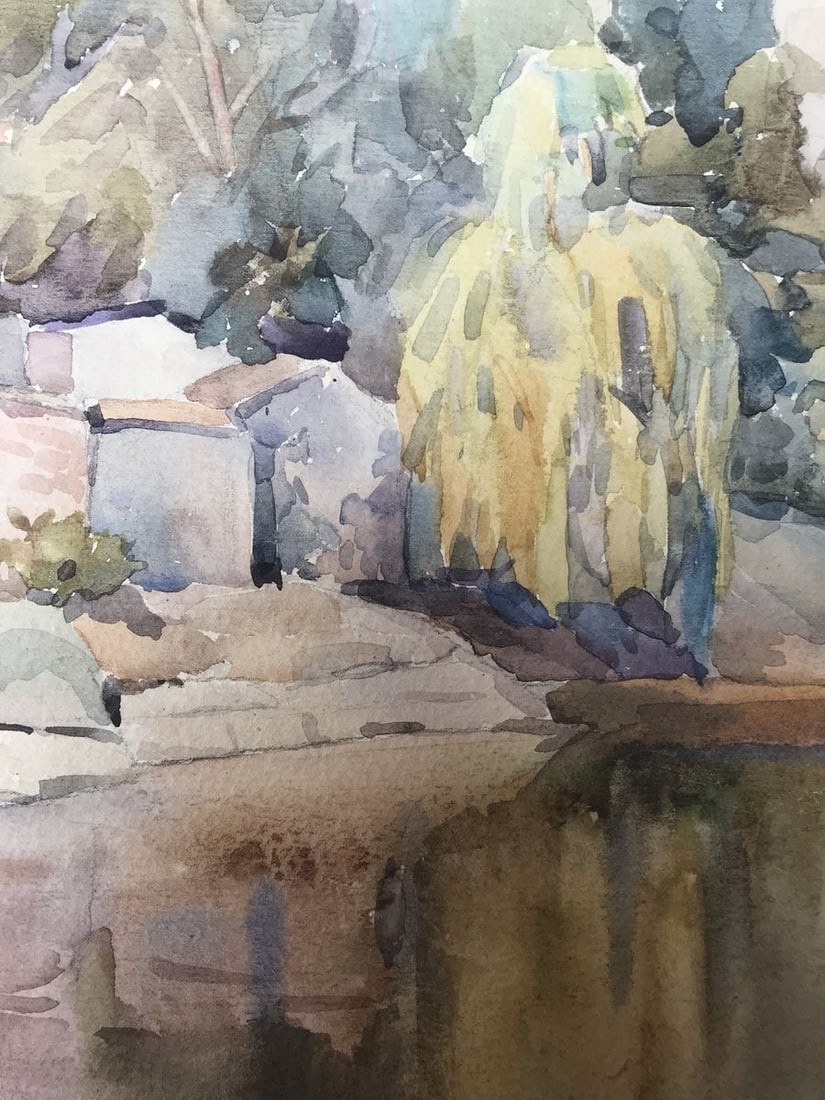 Watercolor painting City river Wihyrovskii Victor - 8