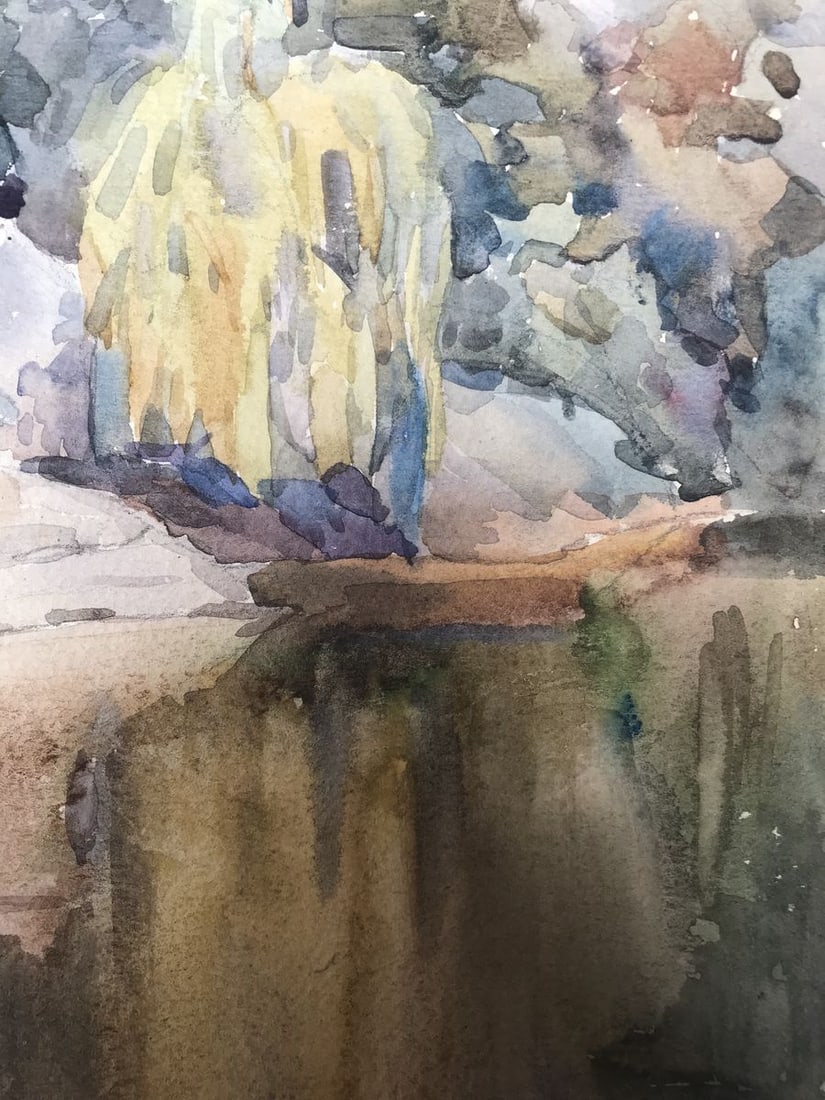 Watercolor painting City river Wihyrovskii Victor - 9