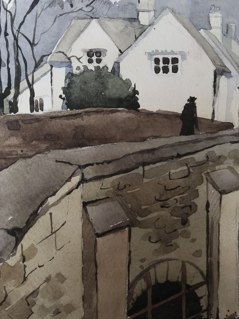 Watercolor painting Old city Unknown artist - 7