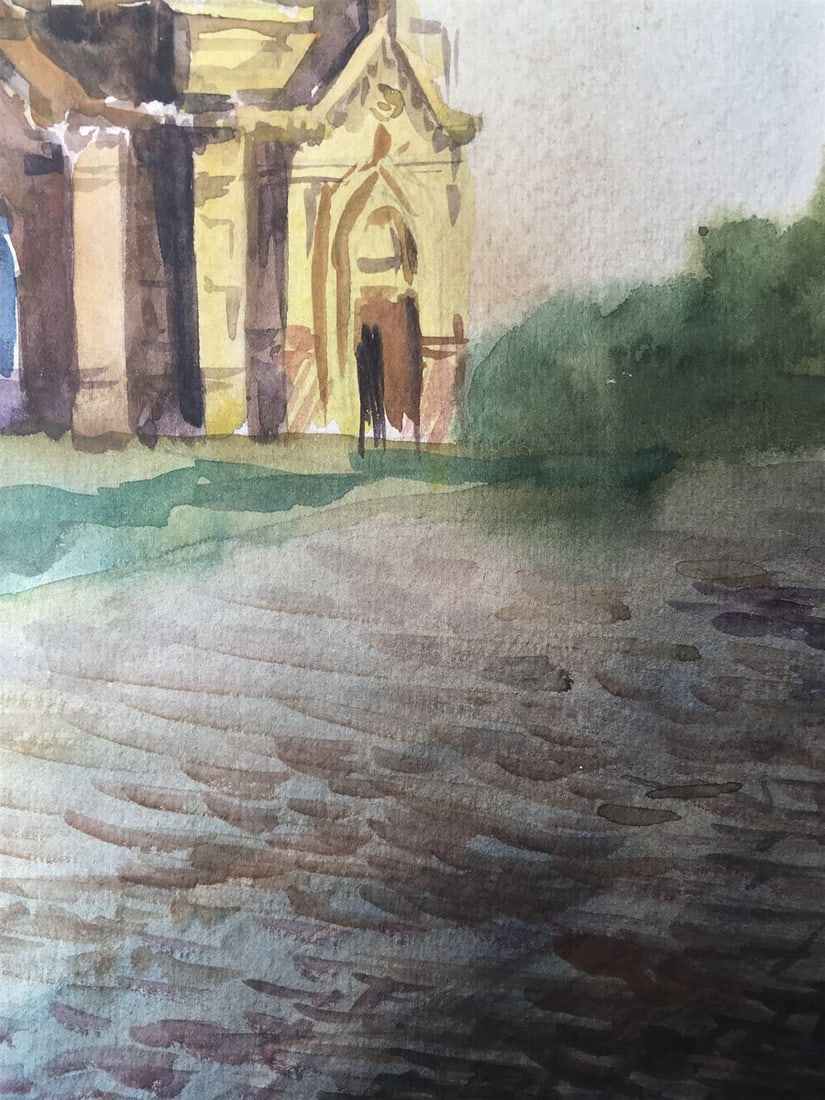 Watercolor painting Big church Unknown artist - 10