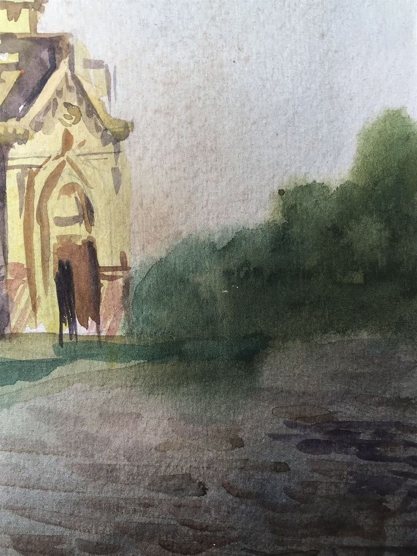 Watercolor painting Big church Unknown artist - 8