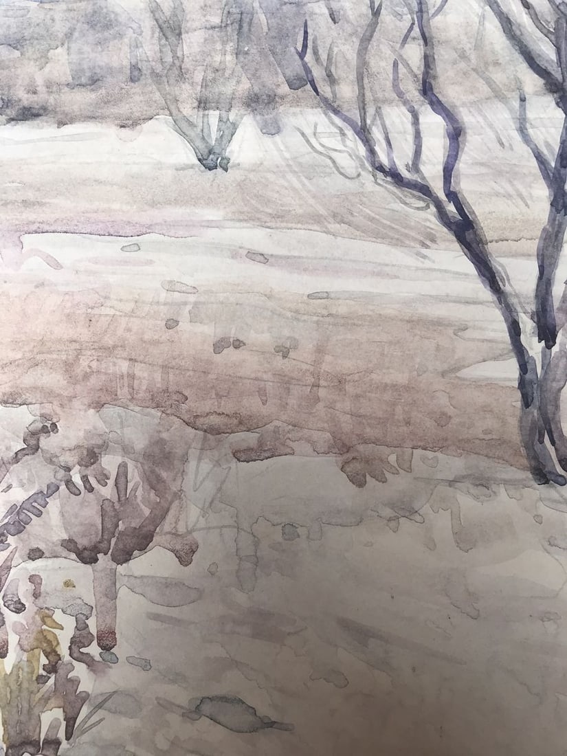 Watercolor painting The coming of winter Unknown artist - 10