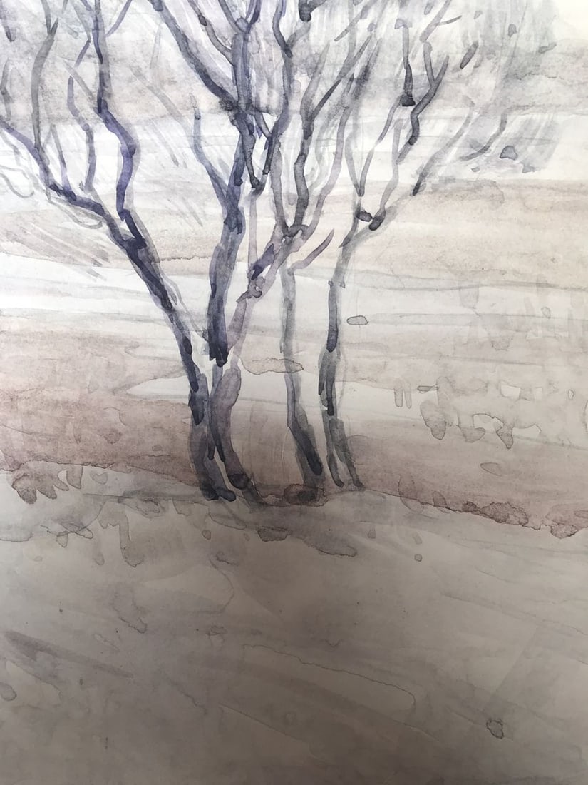 Watercolor painting The coming of winter Unknown artist - 11