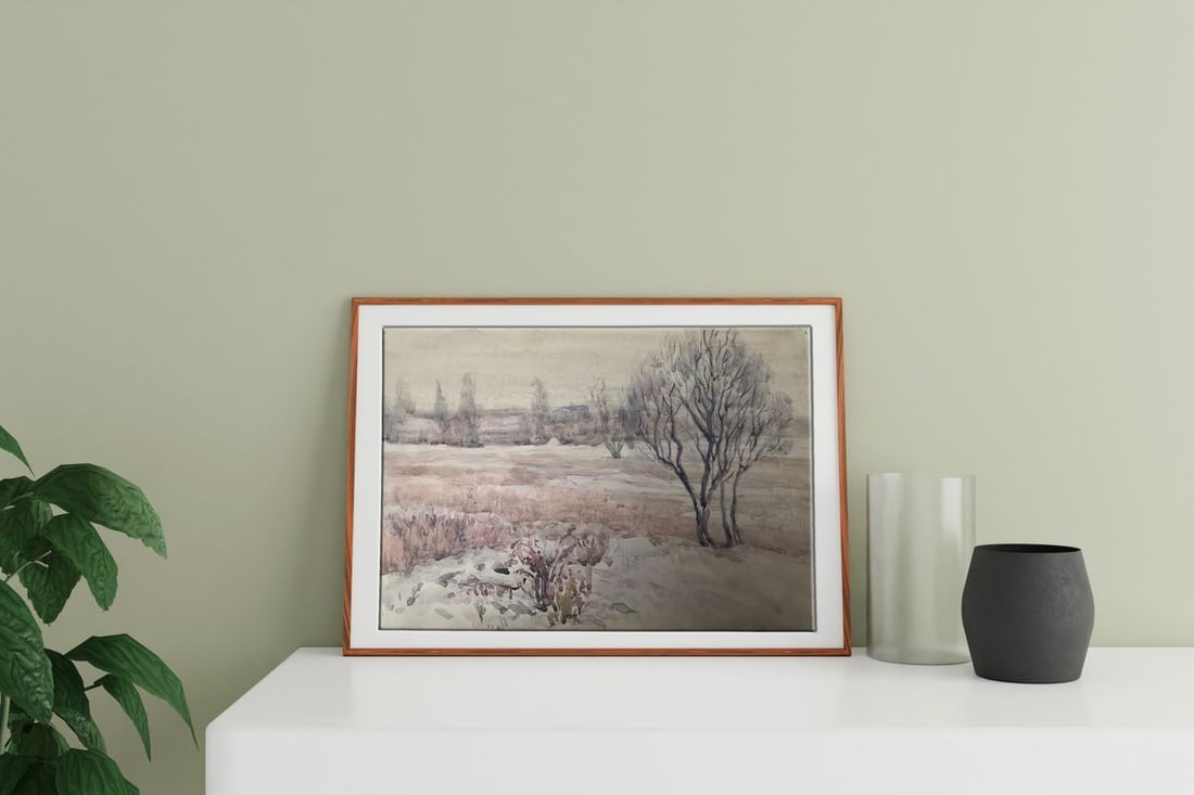 Watercolor painting The coming of winter Unknown artist - 2