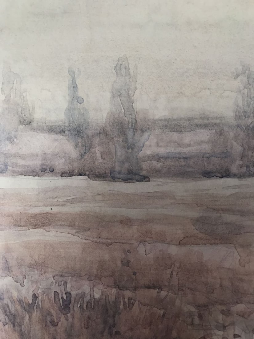 Watercolor painting The coming of winter Unknown artist - 4