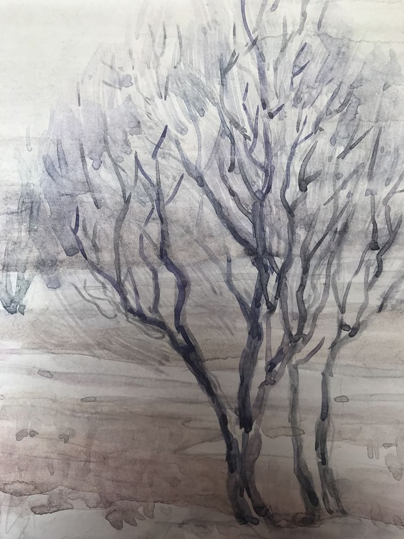 Watercolor painting The coming of winter Unknown artist - 8