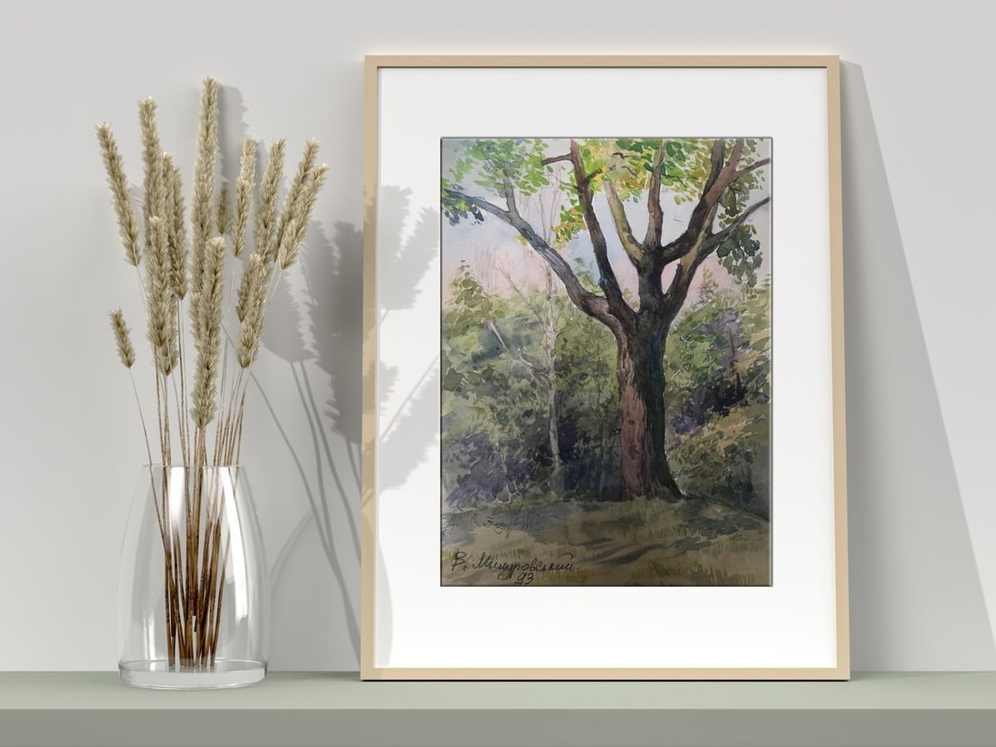 Watercolor painting Lonely tree Wihyrovskii Victor - 2