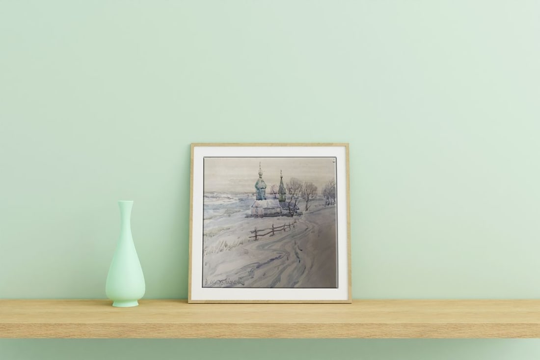 Watercolor painting Cold winter Wihyrovskii Victor - 3