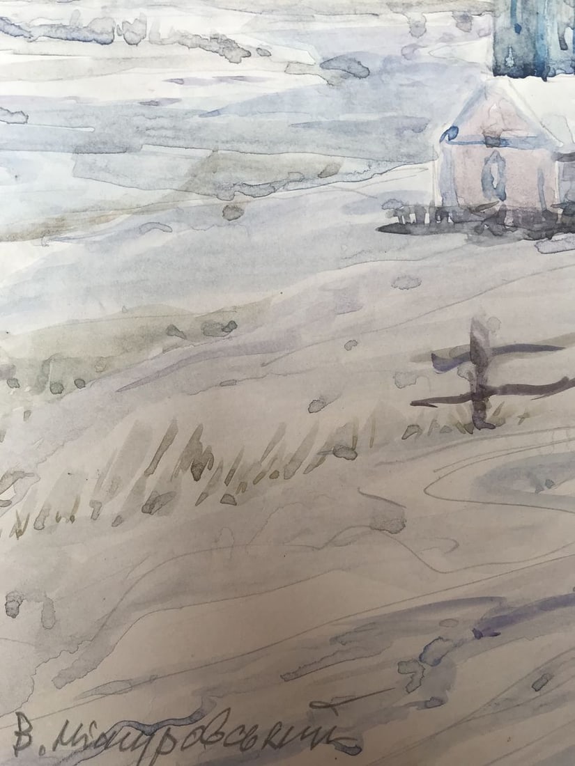 Watercolor painting Cold winter Wihyrovskii Victor - 5