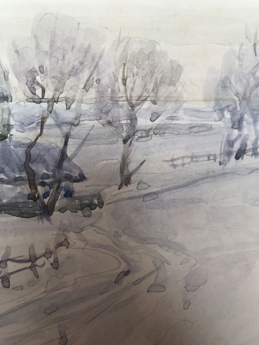 Watercolor painting Cold winter Wihyrovskii Victor - 9