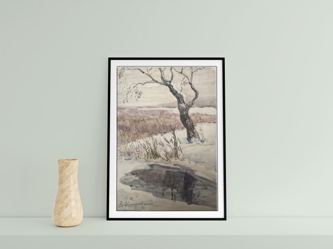 Watercolor painting Winter's end Wihyrovskii Victor - 2