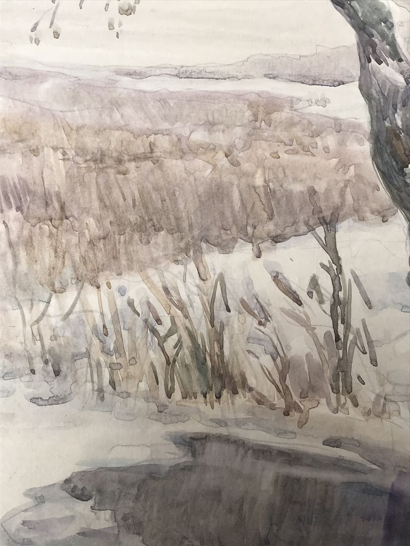 Watercolor painting Winter's end Wihyrovskii Victor - 6