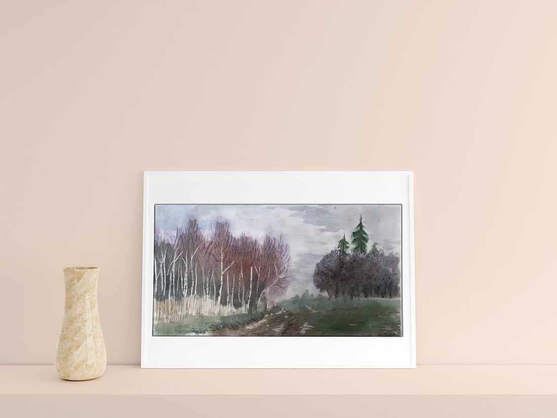 Watercolor painting Autumn came Unknown artist - 2