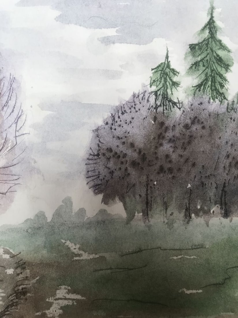 Watercolor painting Autumn came Unknown artist - 9