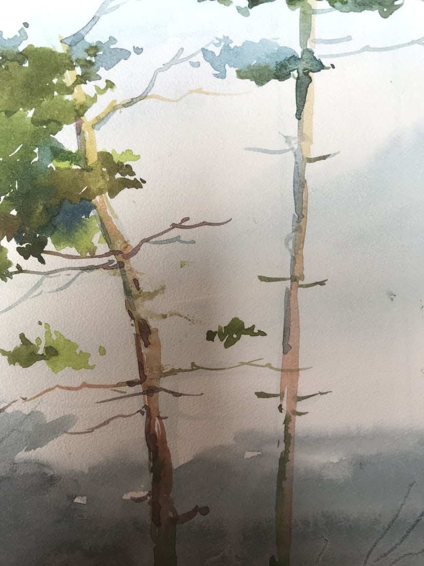 Watercolor painting Rainy day Unknown artist - 7