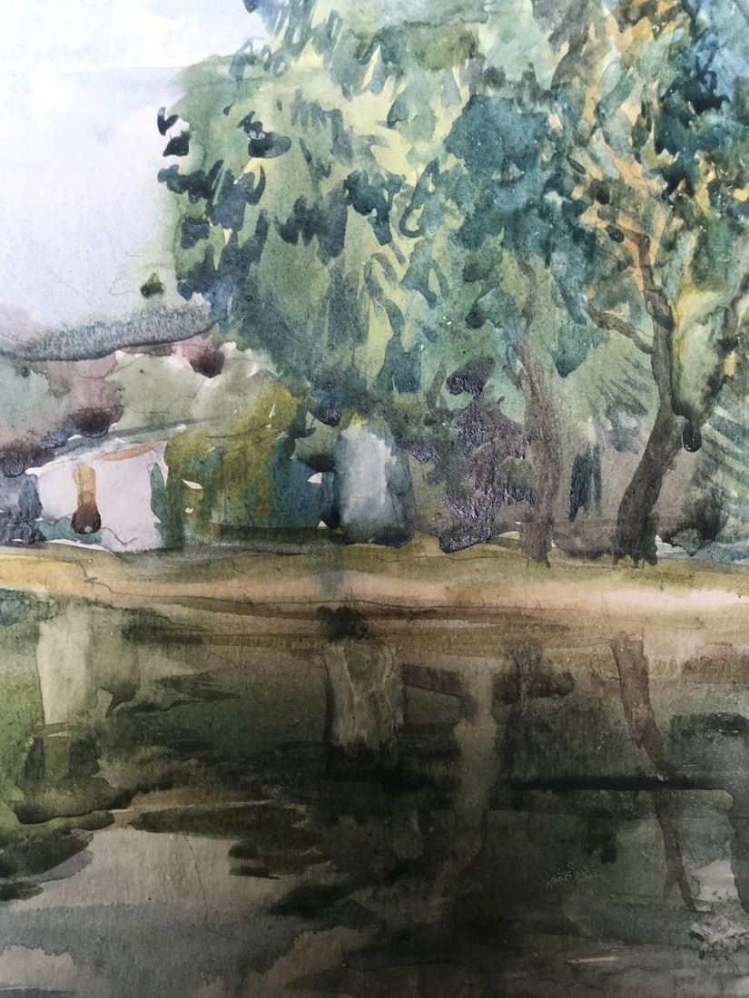Watercolor painting Outdoors in the forest Unknown artist - 10