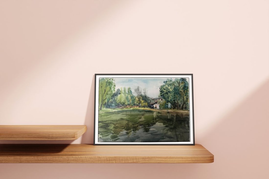 Watercolor painting Outdoors in the forest Unknown artist - 2