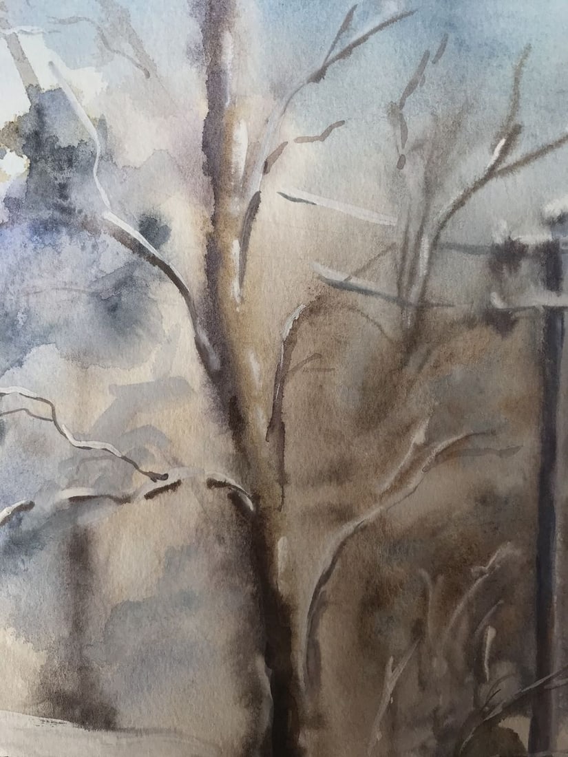 Watercolor painting Streets in the snow Wihyrovskii Victor - 4