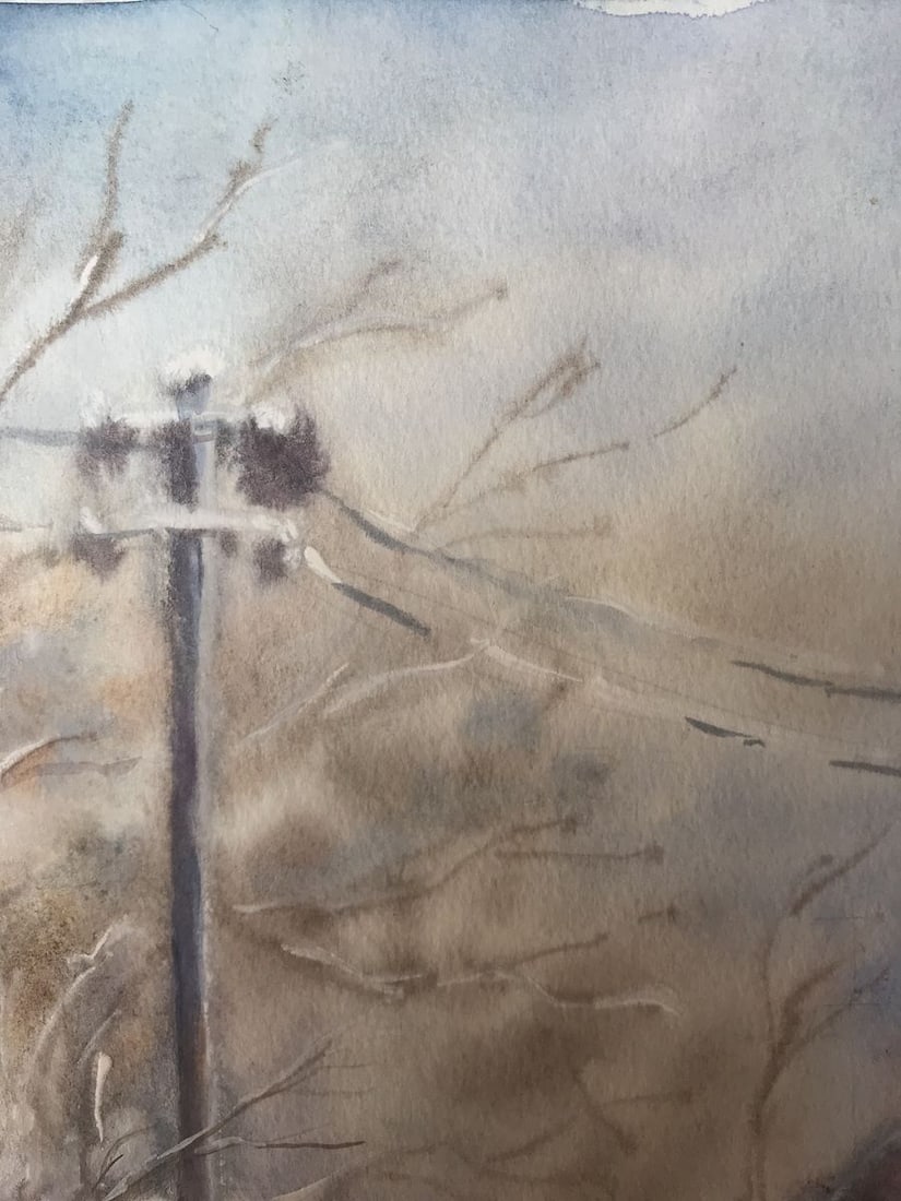 Watercolor painting Streets in the snow Wihyrovskii Victor - 6