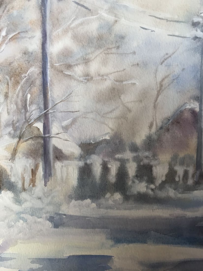 Watercolor painting Streets in the snow Wihyrovskii Victor - 7