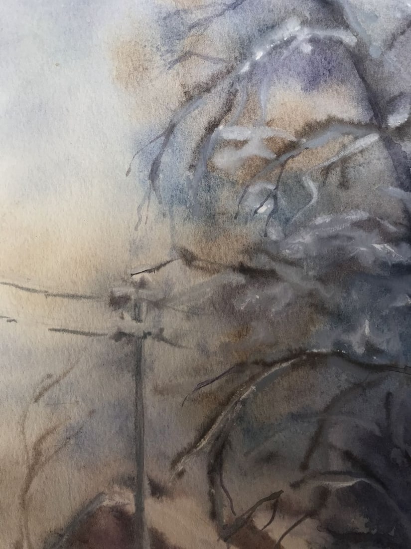 Watercolor painting Streets in the snow Wihyrovskii Victor - 8