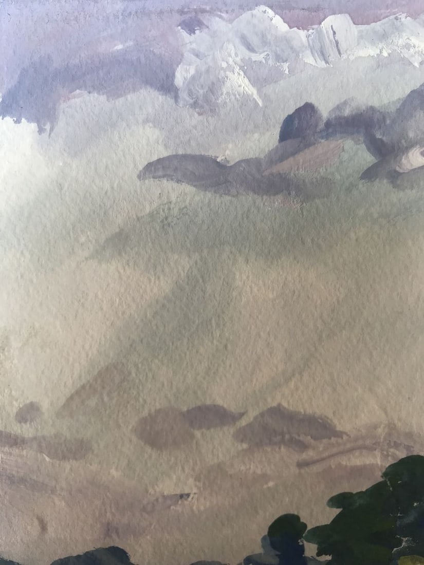 Watercolor painting Flower field Unknown artist - 4