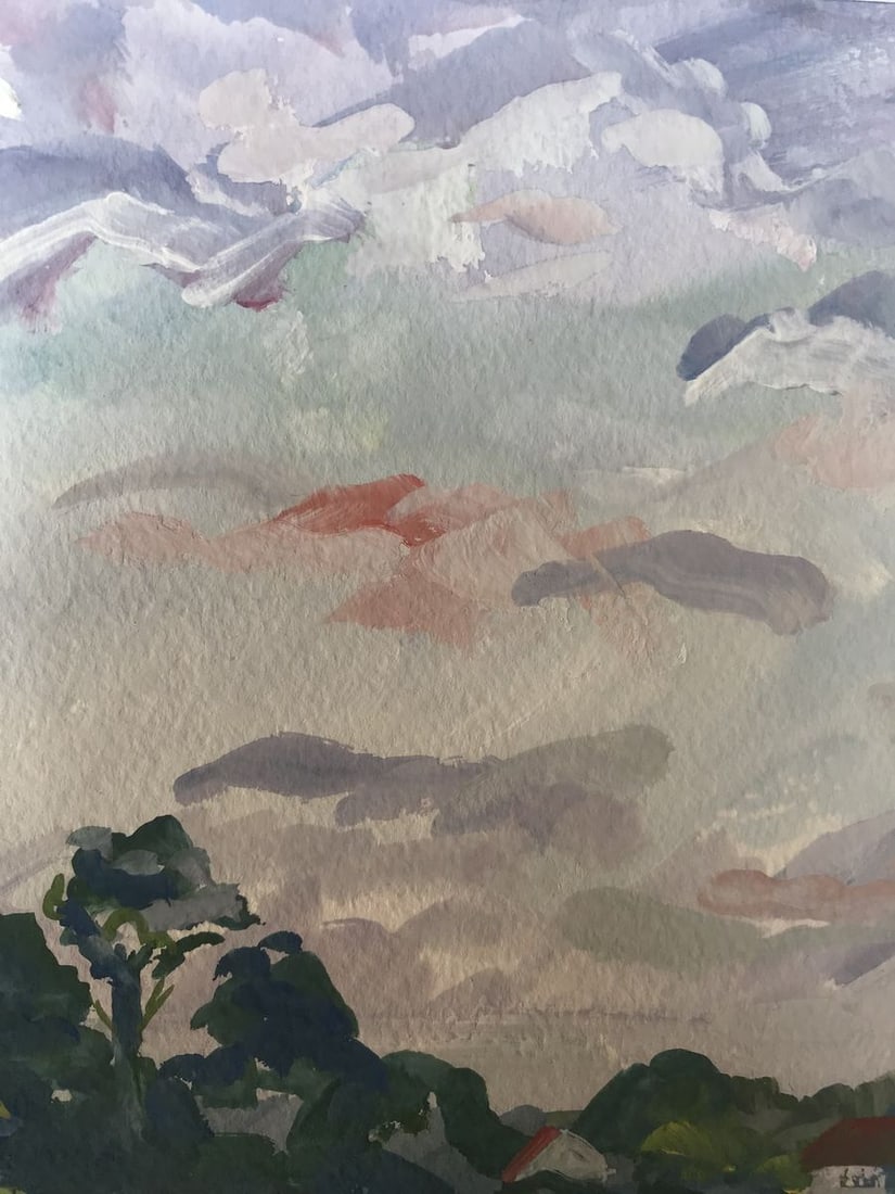 Watercolor painting Flower field Unknown artist - 6