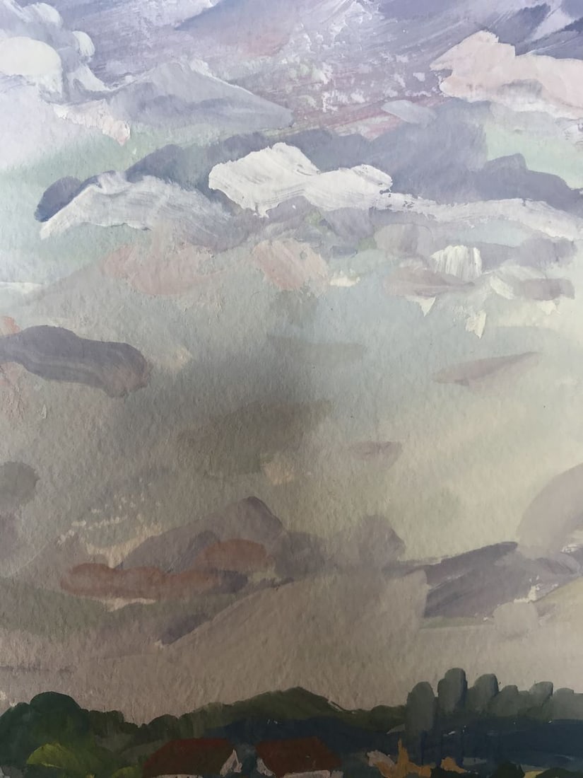 Watercolor painting Flower field Unknown artist - 8