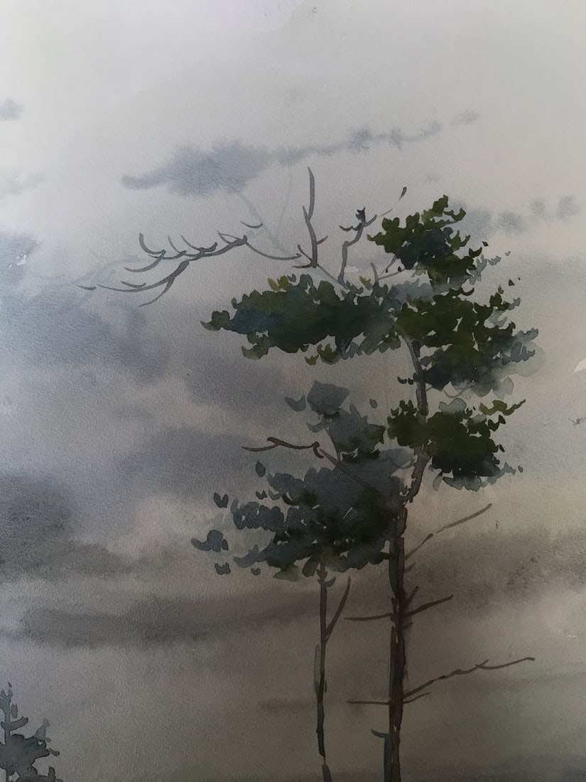 Watercolor painting After the rain Unknown artist - 5