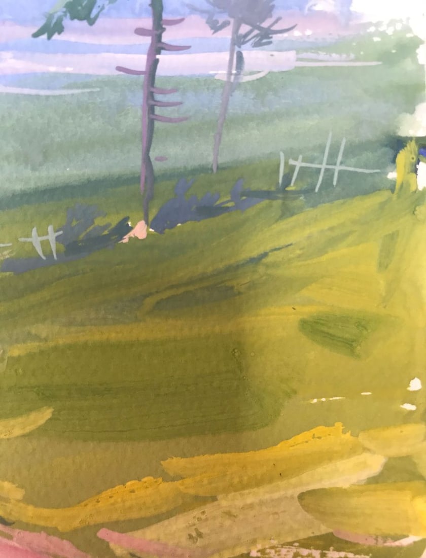 Watercolor painting Road in the field Unknown artist - 10