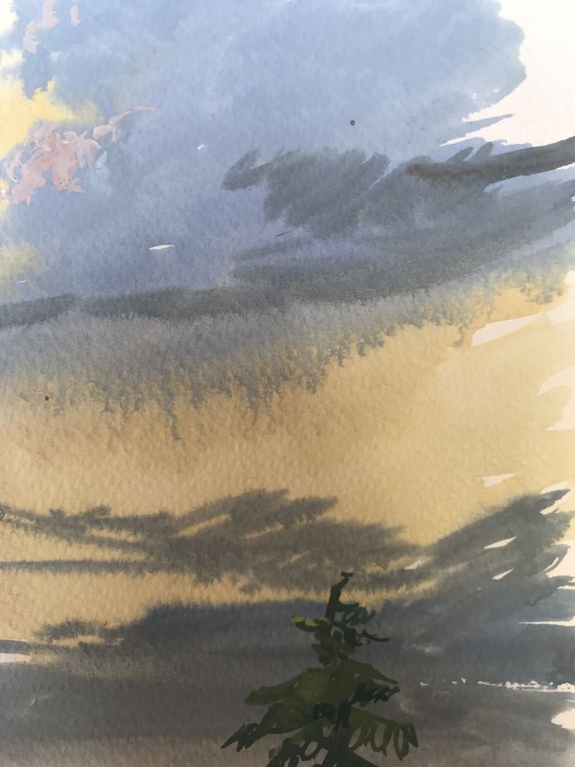 Watercolor painting Road in the field Unknown artist - 5