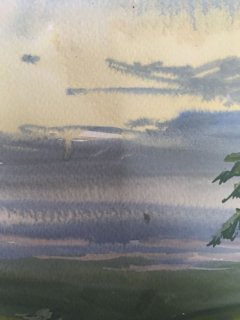 Watercolor painting Road in the field Unknown artist - 6