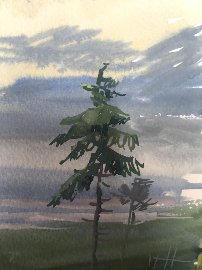 Watercolor painting Road in the field Unknown artist - 7