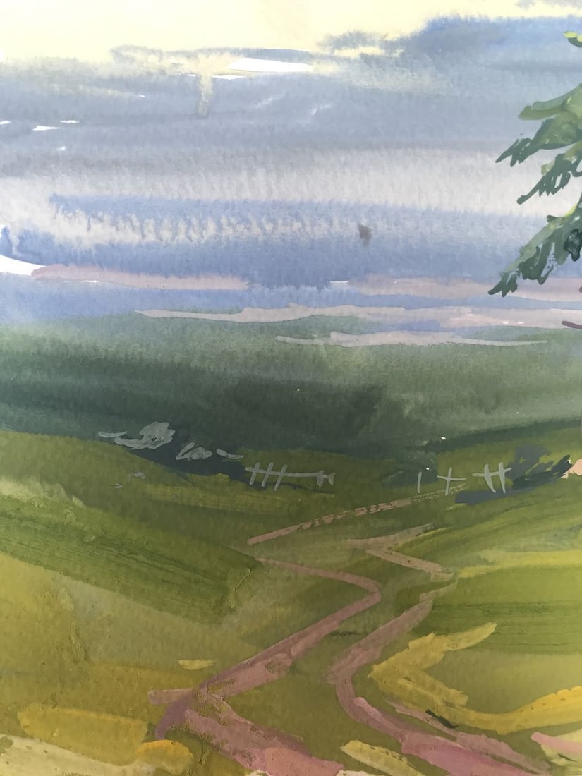 Watercolor painting Road in the field Unknown artist - 8