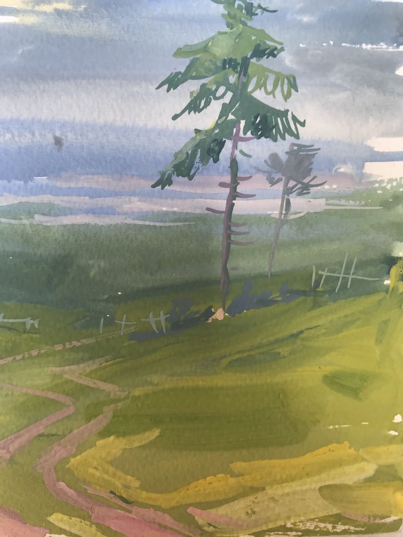 Watercolor painting Road in the field Unknown artist - 9