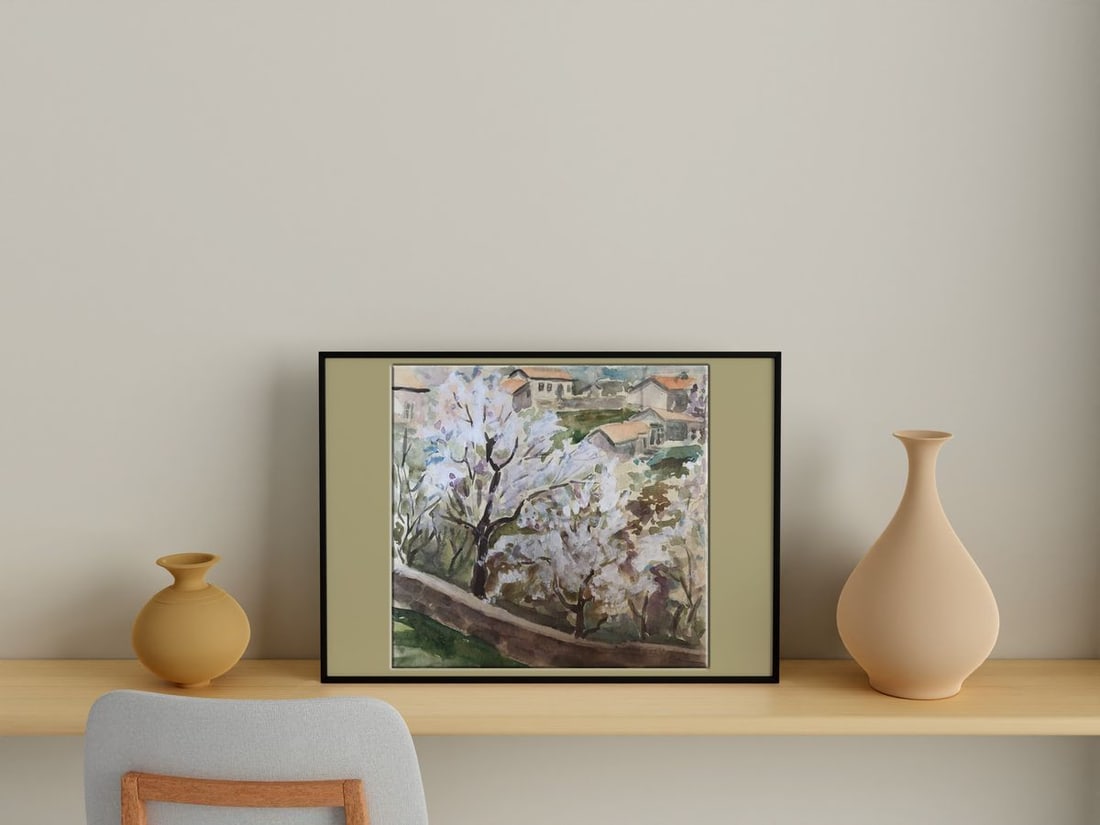 Watercolor painting Trees bloom Unknown artist - 2