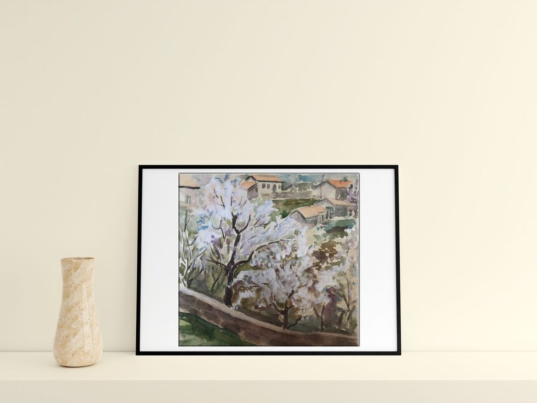 Watercolor painting Trees bloom Unknown artist - 3