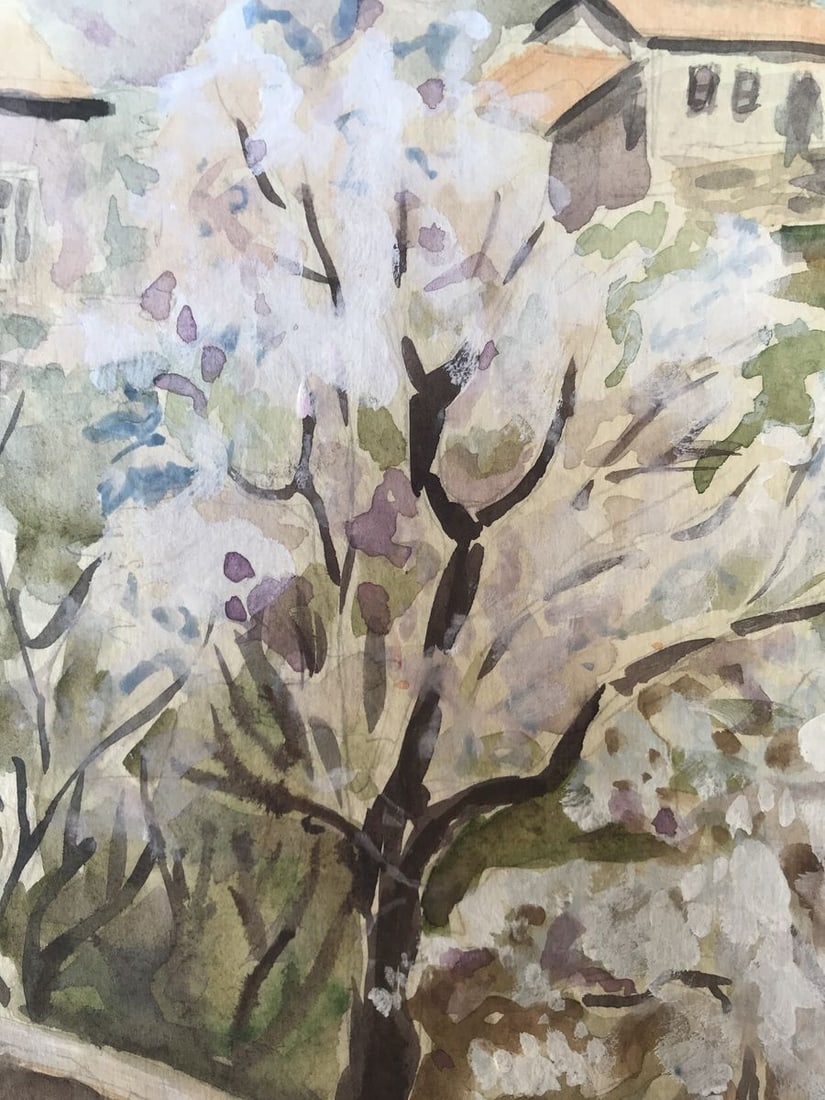 Watercolor painting Trees bloom Unknown artist - 4