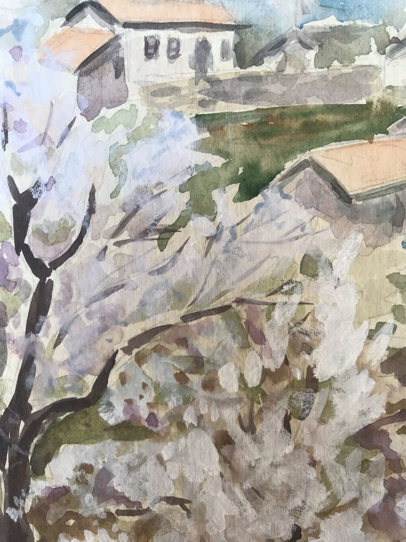 Watercolor painting Trees bloom Unknown artist - 5