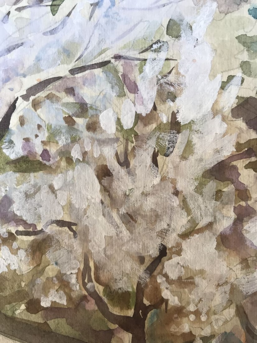 Watercolor painting Trees bloom Unknown artist - 8