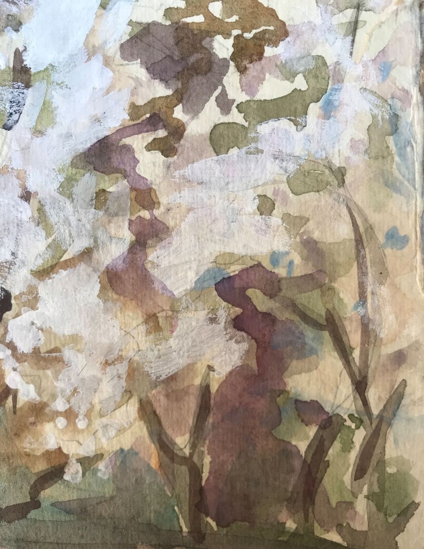 Watercolor painting Trees bloom Unknown artist - 9